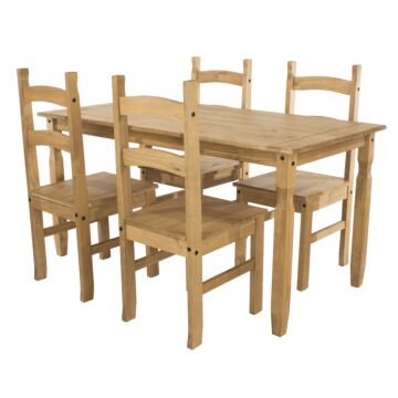 Corona Rectangular Dining Table & 4 Chair Set