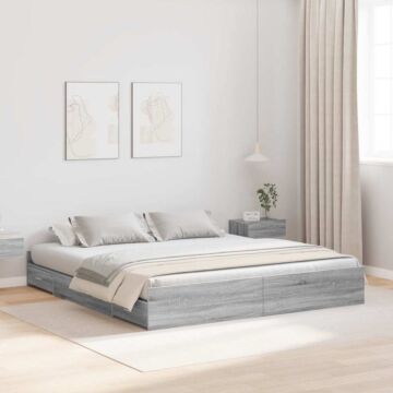 Vidaxl Storage Bed Frame With Drawer With Headboard With Storage Grey Sonoma 200 X 200 Cm