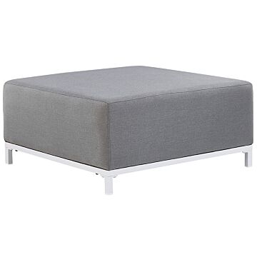 Ottoman Grey Polyester Upholstery White Aluminium Legs Metal Frame Outdoor And Indoor Water Resistant Beliani