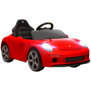 Aiyaplay Kids Electric Car, 12v Licensed Ruf Gt Ride On Car With Suspension, Remote Control, Music, For 3-5 Years, Red