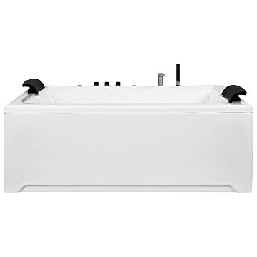 Straight Whirlpool Bath White Sanitary Acrylic Single 183 X 142 Cm Space For 2 Rectangular Modern Style Beliani