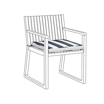 Seat Pad Cushion For Garden Chair Navy Blue And White Water Resistant Fabric With Ties Removable Cover Beliani