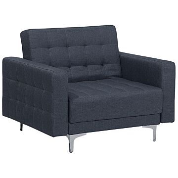 Armchair Graphite Grey Tufted Fabric Modern Living Room Reclining Chair Silver Legs Track Arm Beliani