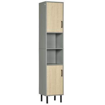 Kleankin Freestanding Bathroom Storage, Tall Bathroom Cabinet With Door And Adjustable Shelves, 31.4x30x165cm
