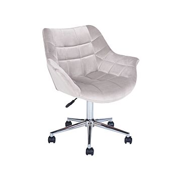 Office Swivel Chair Grey Velvet Height Adjustable Beliani