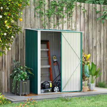 Outsunny Outdoor Storage Shed, Garden Metal Storage Shed W/ Single Door, 5.3ft X 3.1ft, Green