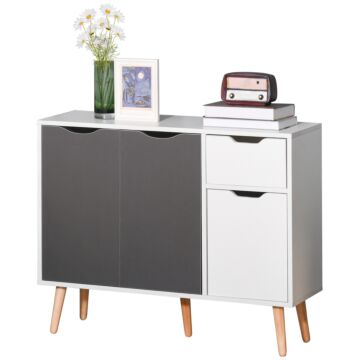 Homcom Sideboard Floor Standing Storage Cabinet With Drawer For Bedroom, Living Room, Home Office, Grey