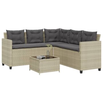 Vidaxl Garden Sofa With Table And Cushions L-shaped Light Grey Poly Rattan