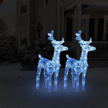 Vidaxl Christmas Reindeers 2 Pcs Blue 80 Leds Acrylic