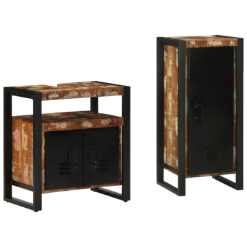 Vidaxl Bathroom Furniture Set 2 Pcs Multicolour Solid Reclaimed Wood