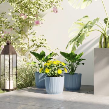 Outsunny Set Of Three Ф22cm Planters - Blue