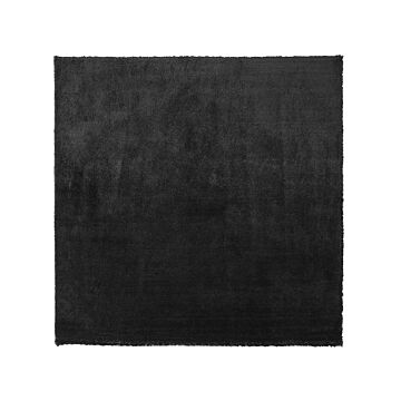 Shaggy Area Rug Black Cotton Polyester Blend 200 X 200 Cm Fluffy Dense Pile Beliani