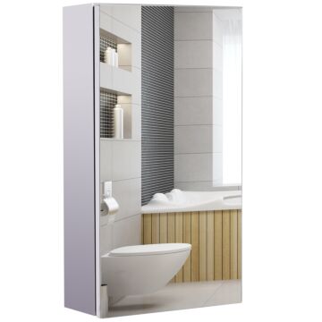 Homcom Stainless Steel Wall-mounted Bathroom Mirror Storage Cabinet 300mm (w)