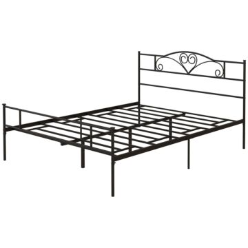 Homcom King Size Bed Frame, 5ft4 Metal Bed Base With Headboard And Footboard, 31cm Underneath Storage Space For Bedroom