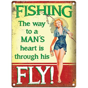 Small Metal Sign 45 X 37.5cm Vintage Retro Fishing Way