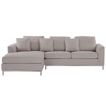 Corner Sofa Beige Fabric Upholstered L-shaped Right Hand Orientation Beliani
