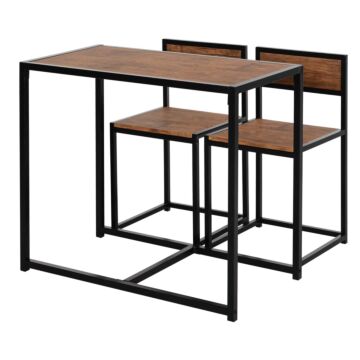 Homcom 3 Pcs Table Stool Set Industrial Design W/ Steel Frame Mdf Panels Living Room Bar Modern Furniture