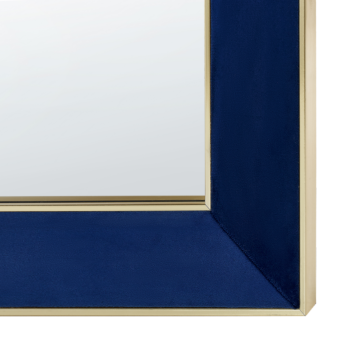 Wall Mirror Blue Velvet 50 X 70 Cm With Hooks Hanging Decorative Frame Glamour Wall Décor Beliani