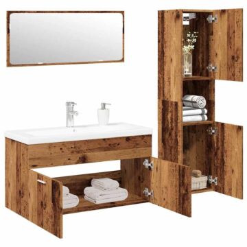 Vidaxl 4 Piece Bathroom Furniture Set Old Wood Engineered Wood