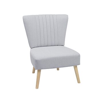 Armchair Light Grey Armless Accent Chair Armless Vertical Tufting Wooden Legs Beliani