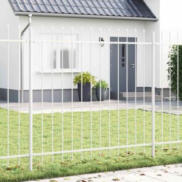 Vidaxl White Garden Fence With Spear Top - 10.2 X 1.5 M Steel
