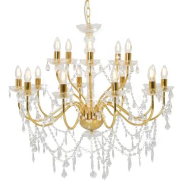 Vidaxl Chandelier 2-layer Golden 15 X E14 Bulbs