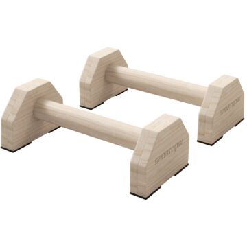 Sportnow Wooden Parallettes Bars Push Up Handles With Non-slip Base, Calisthenics Equipment For Home Gym Training