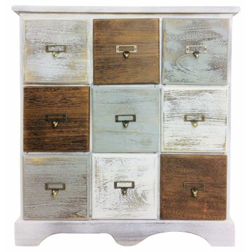 Wood Cabinet With 9 Drawers 64cm