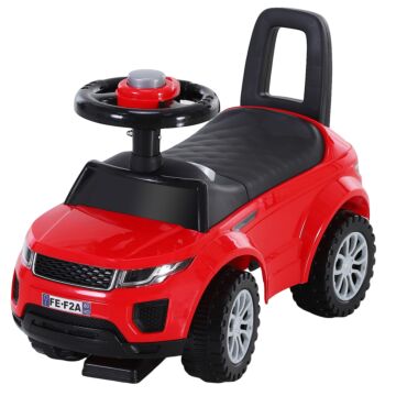 Homcom 3-in-1 Ride On Car Foot To Floor Slider Toddler W/ Horn Steering Wheel No Power Manual Under Seat Storage Safe Design Red