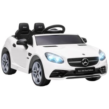 Aiyaplay Mercedes Benz Slc 300 Licensed 12v Kids Electric Ride On Car With Parental Remote Two Motors Music Light Suspension Wheel For 3-6 Year White