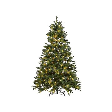 Artificial Christmas Tree Green Synthetic 210 Cm Hinged Branches Led Fairy Lights Holiday Beliani