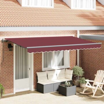 Vidaxl Retractable Awning Manual Burgundy Red And Anthracite 4 X 2 M