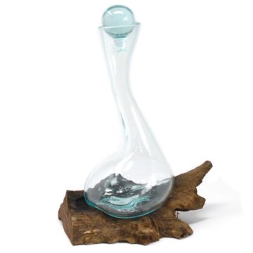 Molten Glass On Wood - Wine Decanter