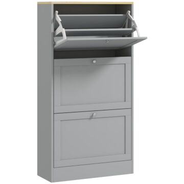 Homcom Modern Compact Three-drawer Shoe Storage Cabinet - Grey