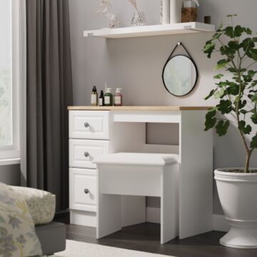 Norfolk 3 Drawer Vanity In White Ash & Bardolino Oak