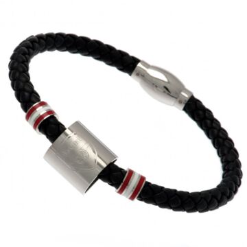 Arsenal Fc Colour Ring Leather Bracelet