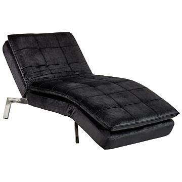 Chaise Lounge Black Velvet Tufted Adjustable Back And Legs Modern Glam Beliani