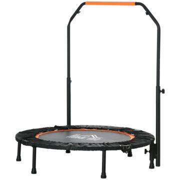 Homcom 40'' Foldable Mini Trampoline, Fitness Trampoline, Rebounder For Adults With Adjustable Foam Handle For Indoor Outdoor Cardio Training