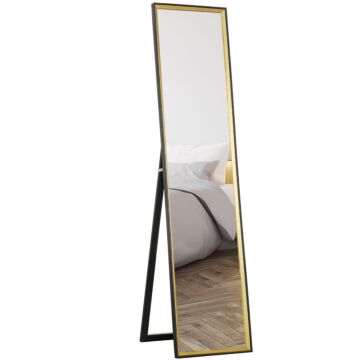 Homcom Full Length Mirror, 37 X 157cm Wall Mounted, Leaning, Free Standing Mirror, Framed Full Body Mirror For Living Room, Bedroom, Black