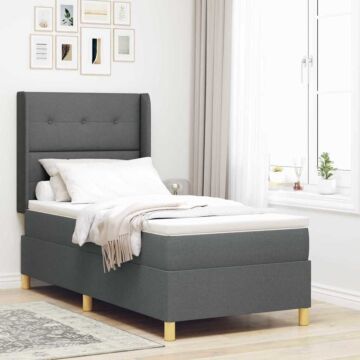 Vidaxl Box Spring Bed With Mattress Dark Grey 100x200 Cm Fabric