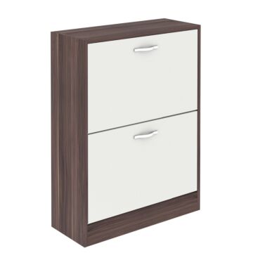 Vida Designs 2 Drawer Shoe Cabinet, Walnut & White