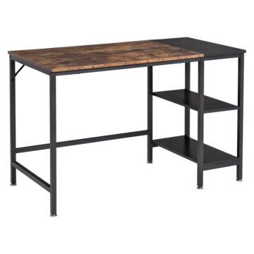 Homcom Computer Desk, Home Office Desk For Study, Writing With 2 Storage Shelves On Left Or Right, Steel Frame, 120x60x76cm