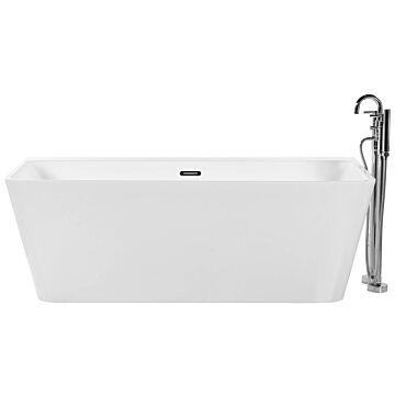 Bathtub White Sanitary Acrylic Oval Single 170 X 80 Cm Minimalist Design Beliani