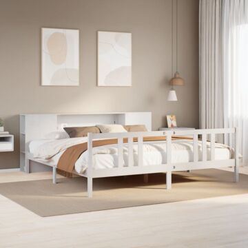 Vidaxl Bookcase Bed Without Mattress White 200x200cm Solid Wood Pine