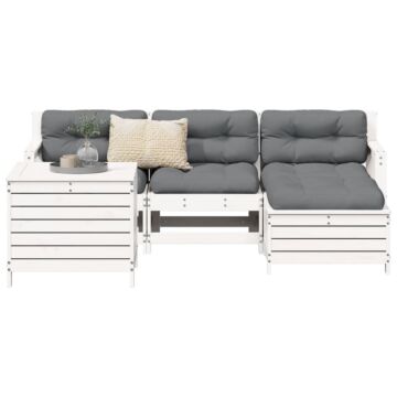 Vidaxl 5 Piece Garden Sofa Set White Solid Wood Pine