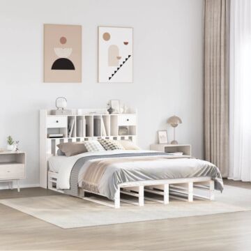 Vidaxl Bookcase Bed Without Mattress White 140x200 Cm Solid Wood Pine