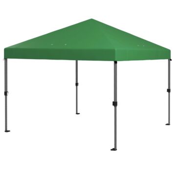Outsunny 3 X 3(m) Pop Up Gazebo, 1 Person Easy Up Marquee Party Tent With 1-button Push, Adjustable Straight Legs, Wheeled Bag, Stakes, Ropes, Sandbags, Instant Shelter, Green