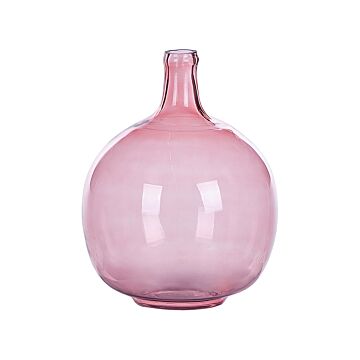 Vase Pink Glass 31 Cm Handmade Decorative Round Bud Shape Tabletop Home Decoration Modern Design Beliani