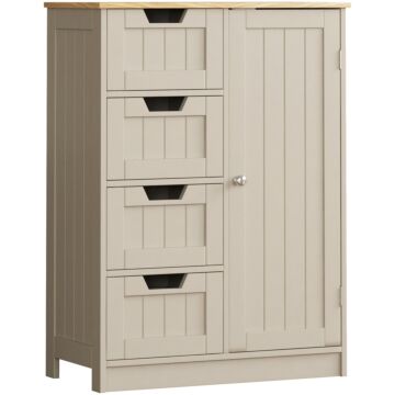 Bath Vida Priano 4 Drawer 1 Door Freestanding Unit, Grey & Oak