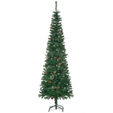 Homcom 6.5' Tall pencil Slim Artificial Christmas Tree With realistic branches, 556 Tip Count And 27 Pine Cones, Pine Needles Tree, Xmas decoration